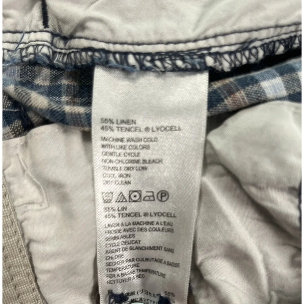 Tommy Bahama Shorts Plaid White Red Linen Tencel Shorts‎ Size 36